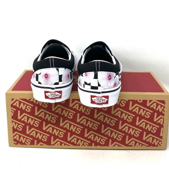 VANS Classic Slip On Shoes Hibiscus Check Black Canvas Sneaker Women VN0A5JLXBM8 - Picture 6 of 11